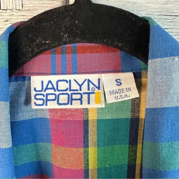Vintage Jaclyn sport blazer colorful plaid summer spring career feminine pockets - Picture 4 of 10